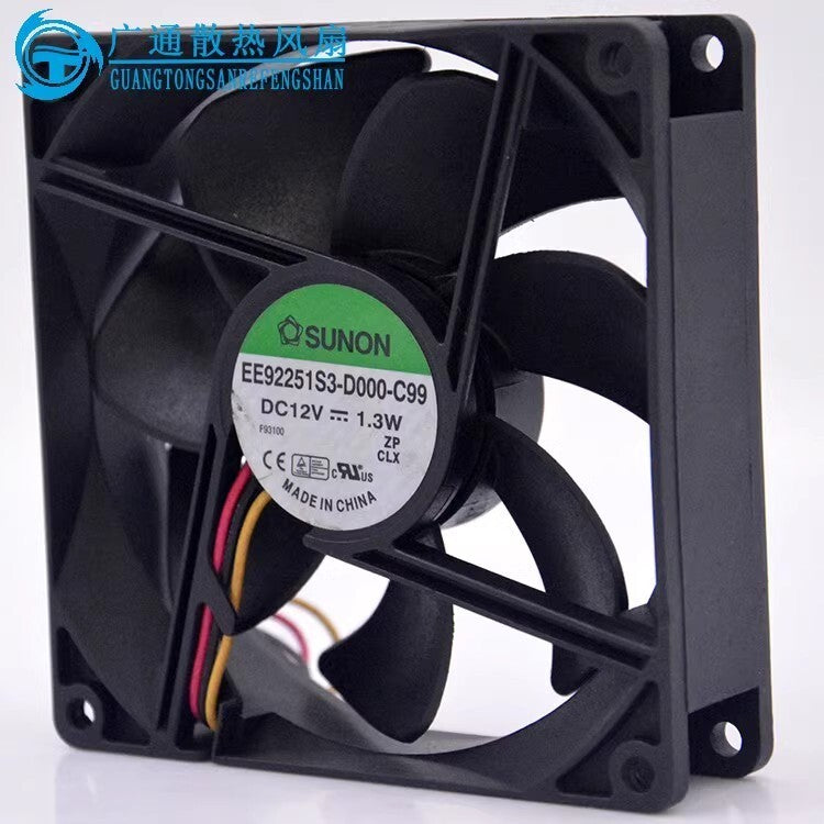 SUNON EE92251S3-D000-C99 9025 DC12V 1.3W 9CM 3-Wire Silent Cooling Fan