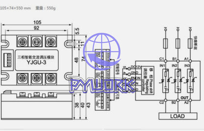 YJGU-3R3840A 380V 40A Three-phase SSR Intelligent AC Voltage Regulating Module~