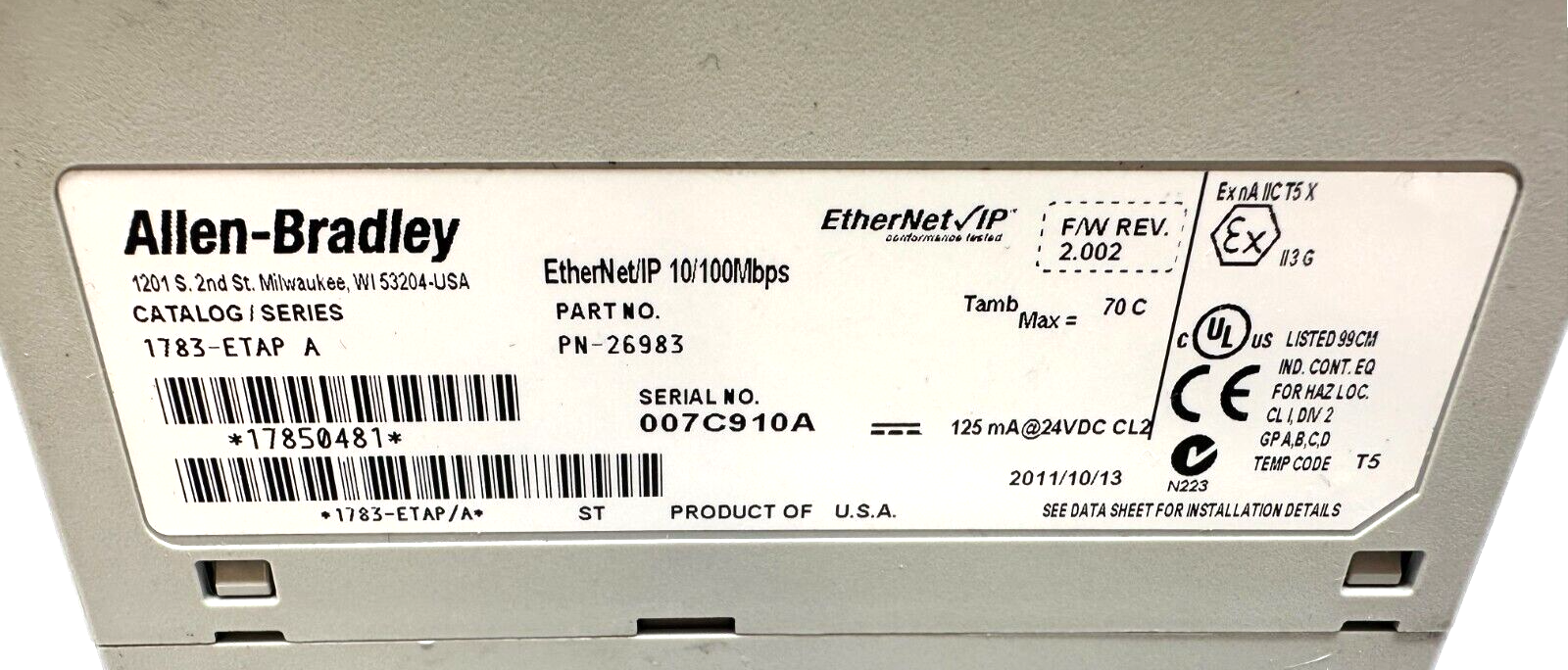 used Allen-Bradley 1783-ETAP 3 Port EtherNet/IP Tap