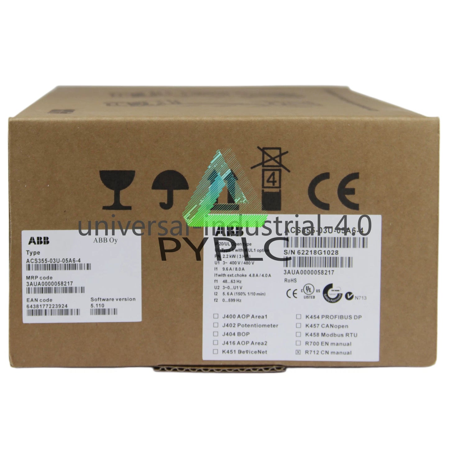 ABB AC DRIVE 3HP 5.6A 3P 380-480V R1 ACS355-03U-05A6-4