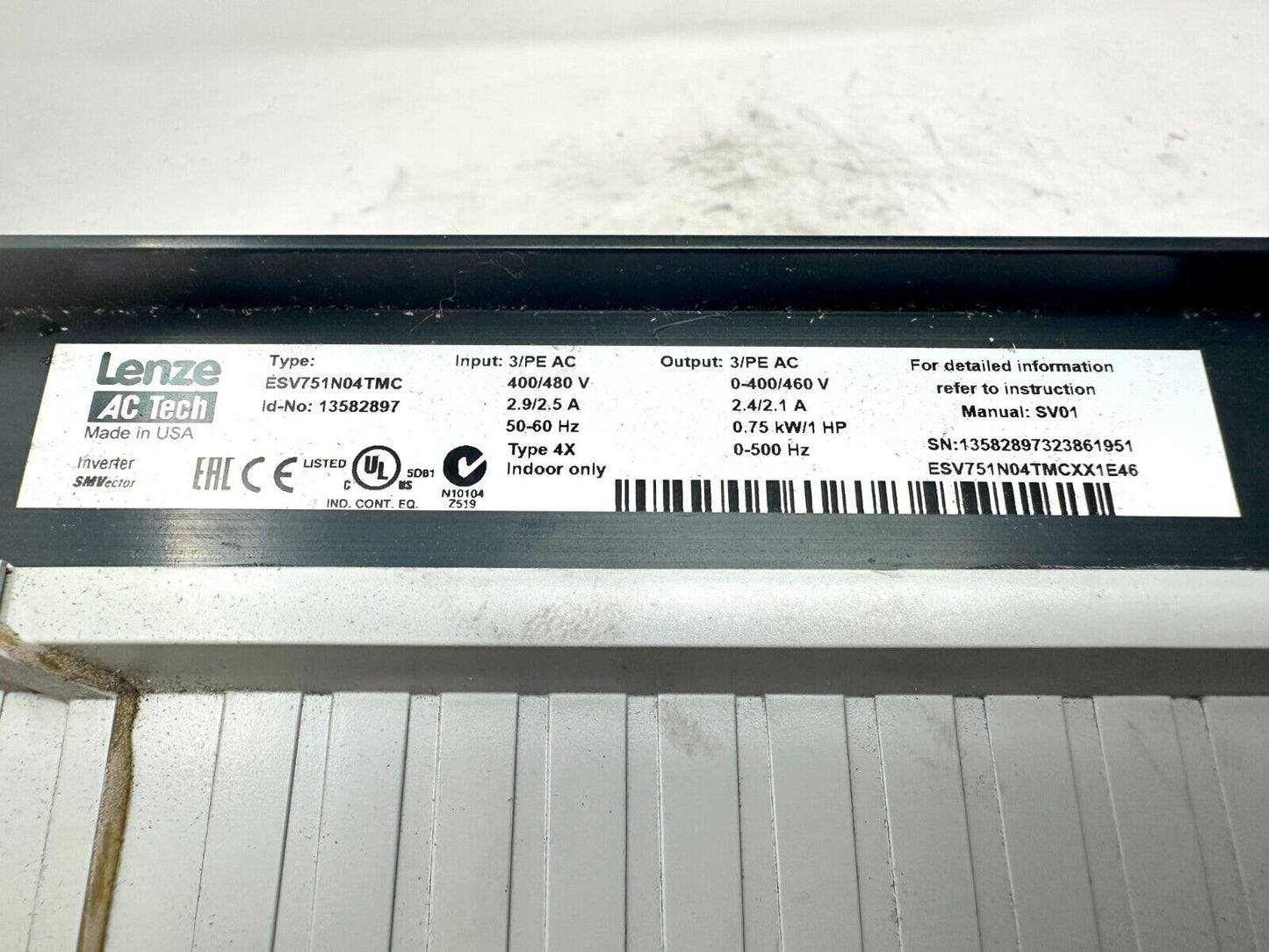 used Lenze AC Tech ESV751N04TMC Drive Frequency Inverter - LENZE