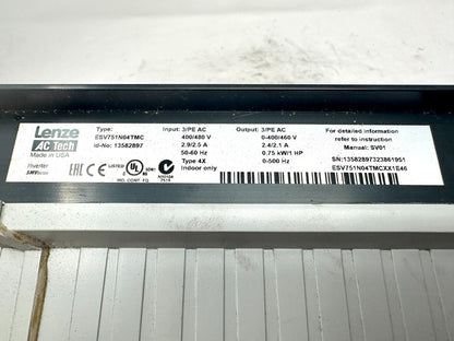 used Lenze AC Tech ESV751N04TMC Drive Frequency Inverter - LENZE