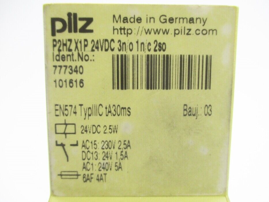 PILZ P2HZX1P24VDC3N/O1N/C2SO 777340 24VDC 5A NSNP - 24V Direct Current 5 Ampere Power Supply - Professional Grade - PILZ