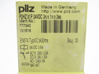 PILZ P2HZX1P24VDC3N/O1N/C2SO 777340 24VDC 5A NSNP - 24V Direct Current 5 Ampere Power Supply - Professional Grade - PILZ