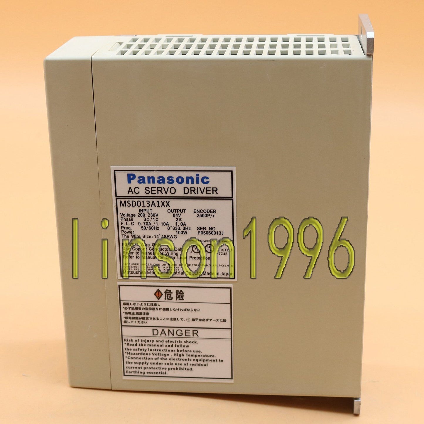 PANASONIC MSD013A1XX AC SERVO DRIVER 1PC 230V 2400 RPM 3.75KW - PANASONIC