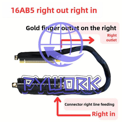 PCIE 5.0 X16 Right Out Right In Harness Silver Plated Cable GEN5 Adapter Cable