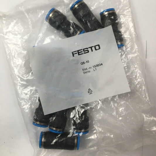 10-Piece Festo Reducer Connector QS-10 153043 Fast - FESTO