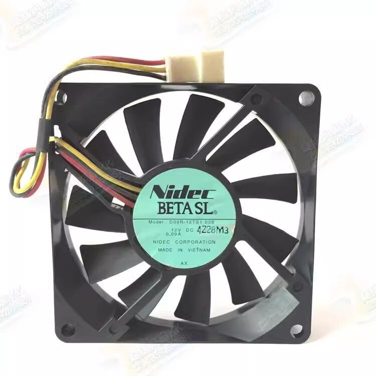 NIDEC 8CM 8015 12V 0.09A D08R-12TS1 03B 3-Pin Silent Cooling Fan