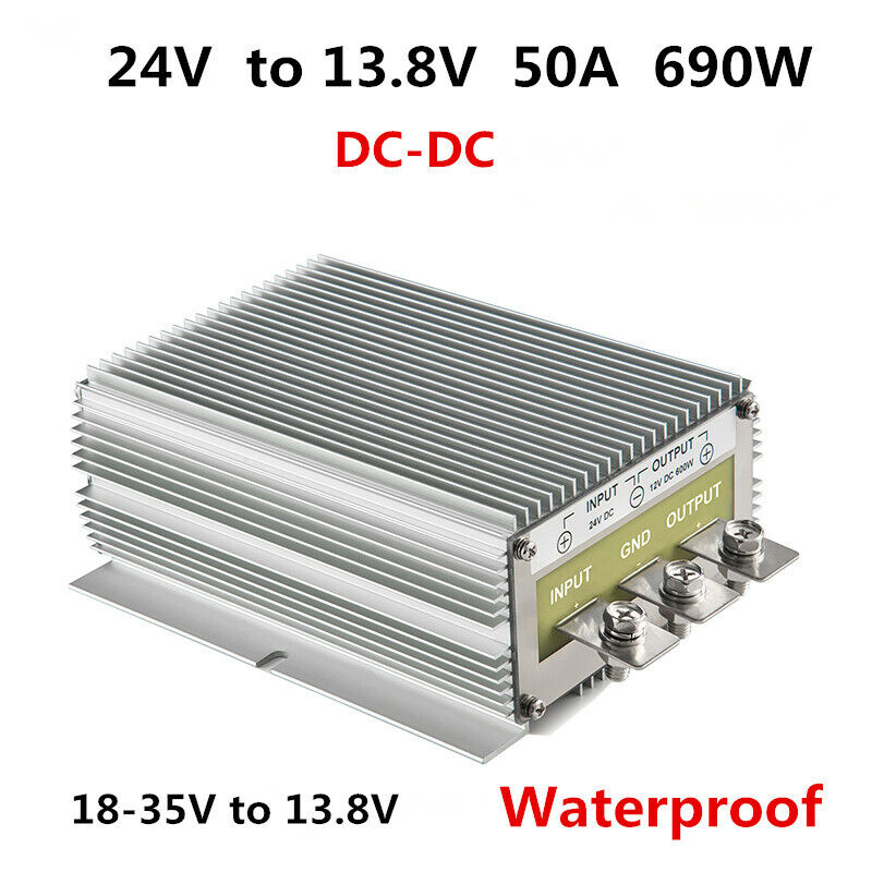 new 24V to 13.8V 50A 690W DC-DC car waterproof power converter 18-35V to 13.8V - ECOPOWERTECH