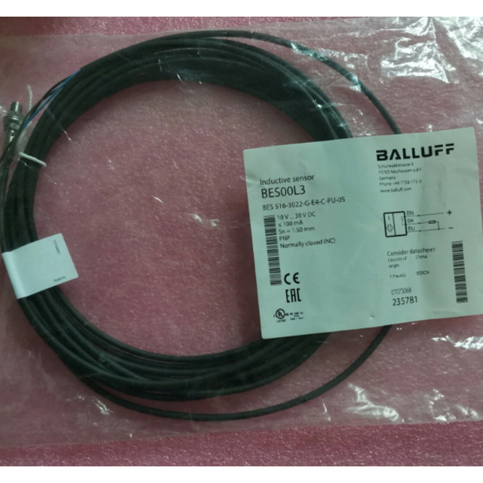 ONE BALLUFF Proximity Switch BES 516-3022-G-E4-C-PU-05 - BALLUFF