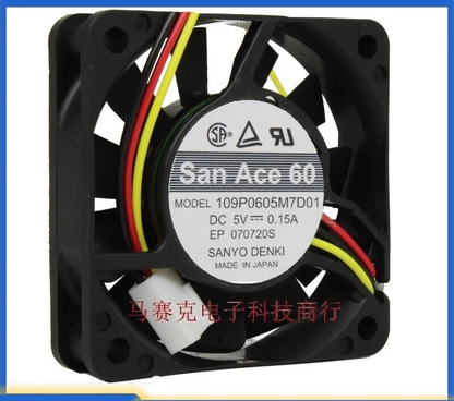 Sanyo 109P0605M7D01 5V 0.15A 6015 3-Wire 6cm Cooling Fan