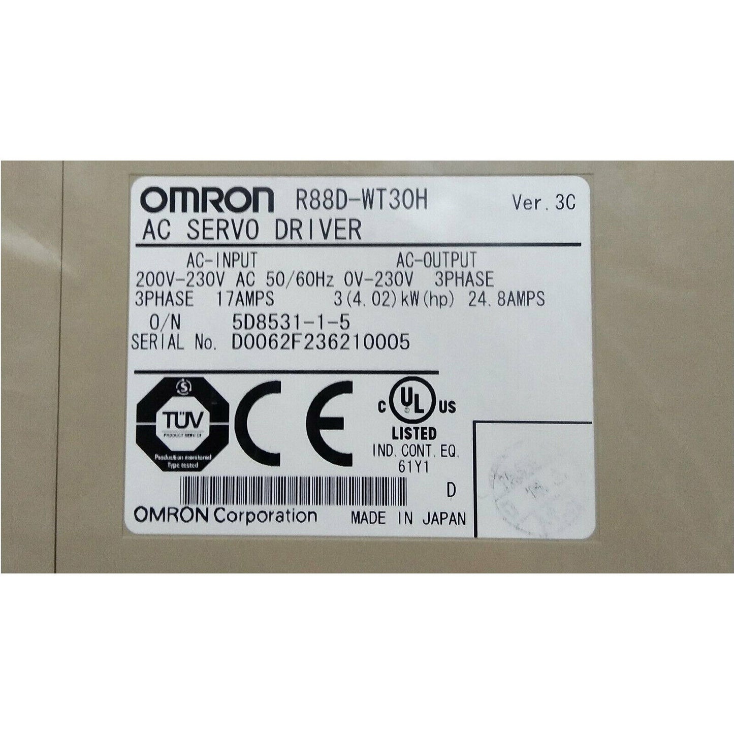 OMRON AC Servo Drive R88DWT30H In Box New - OMRON