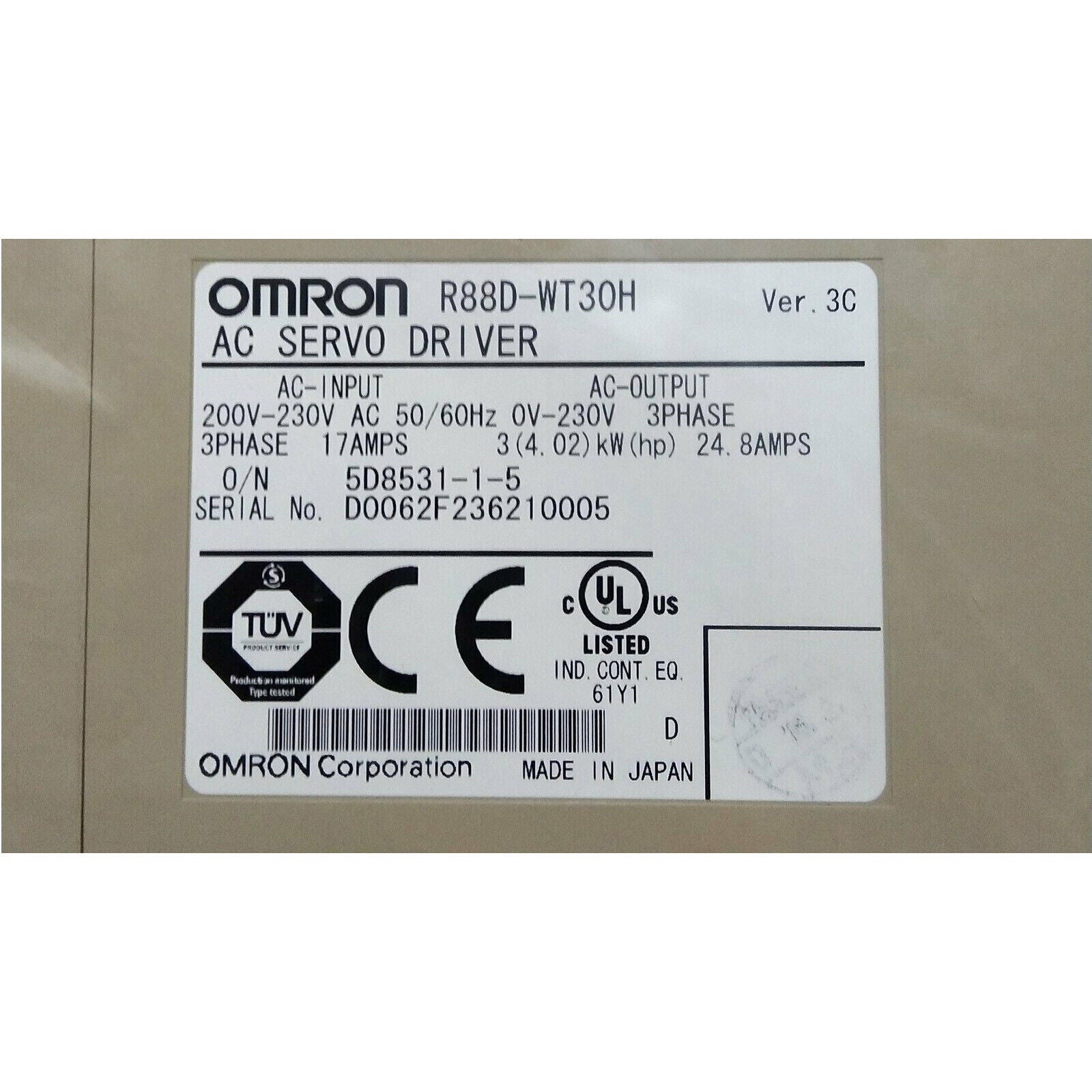 OMRON AC Servo Drive R88DWT30H In Box New - OMRON