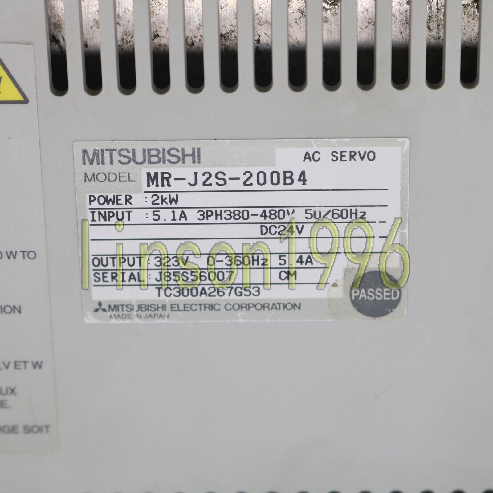 Used Mitsubishi MR-J2S-200B4 Servo Amplifier - MITSUBISHI