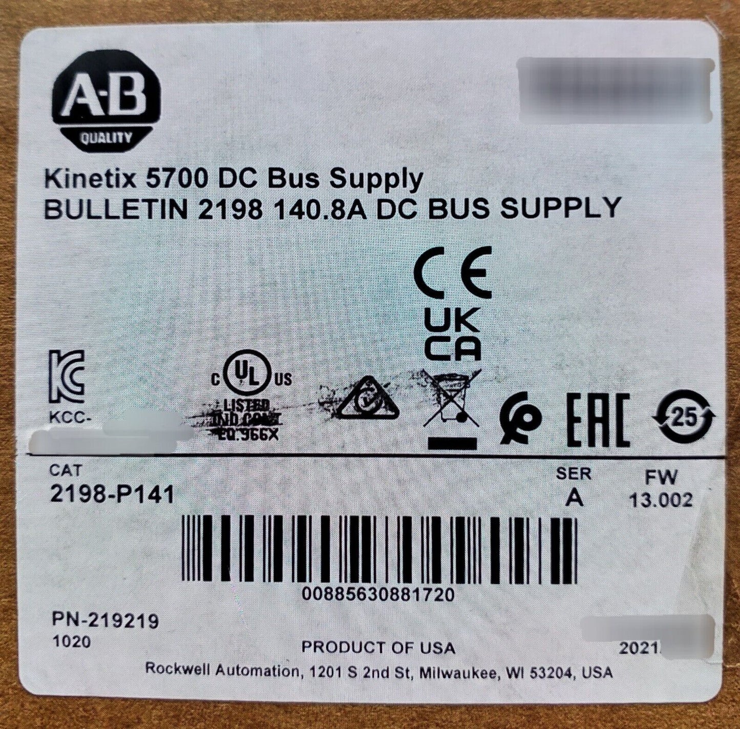 Allen-Bradley 2198-P141 DC Bus Supply - ALLEN-BRADLEY