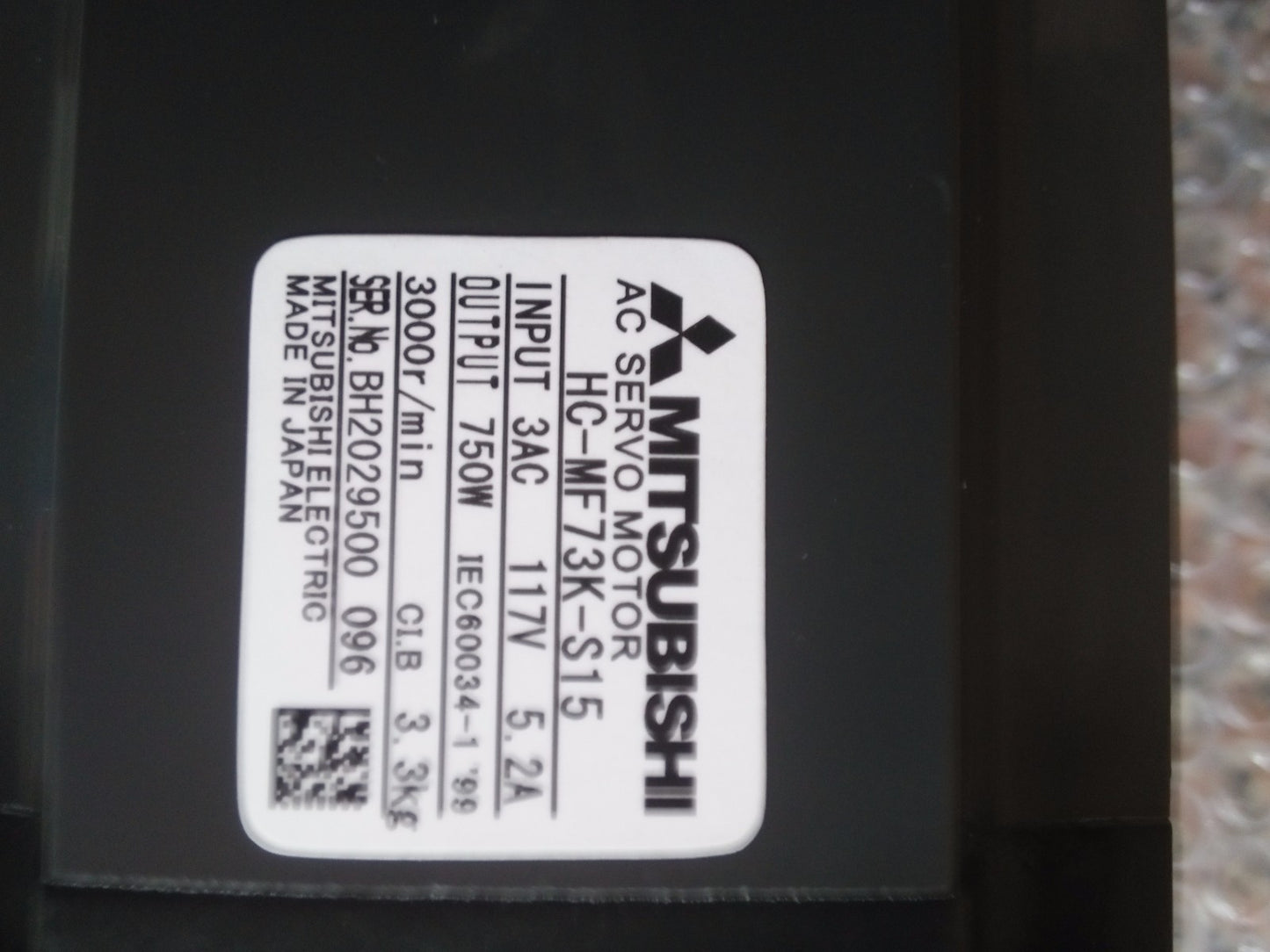 MITSUBISHI AC SERVO MOTOR HC-MF73K-S15