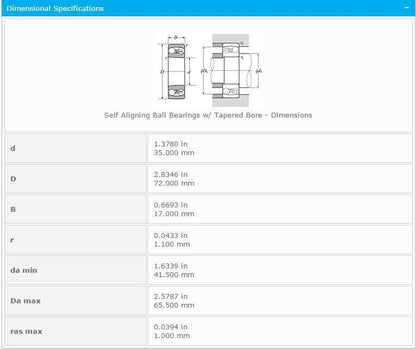 NTN Self Aligning Ball Bearing 1207K - NTN