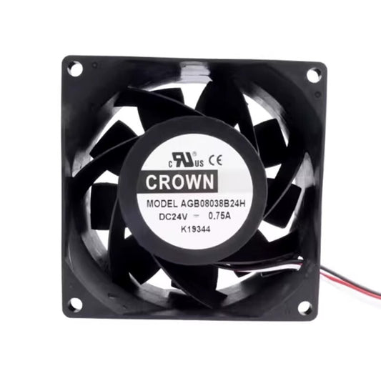 CROWN AGB08038B24H 8038 DC24V 0.75A 8CM 3-Wire Silent Cooling Fan