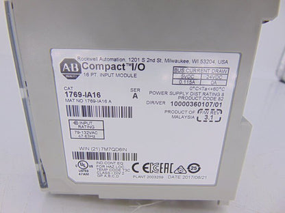 Allen Bradley 1769-IA16 Series A PLC Module - ALLEN BRADLEY