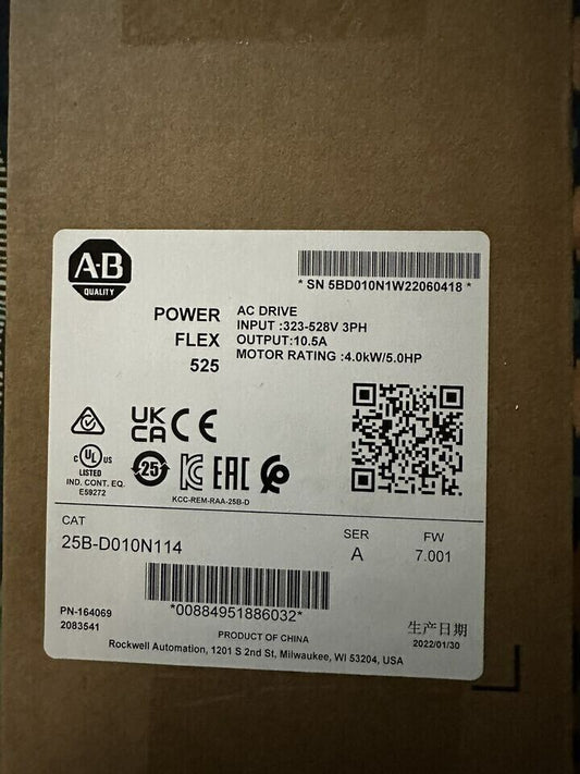 Allen-Bradley PowerFlex 525 AC Drive Model 25B-D010N114 - ALLEN-BRADLEY