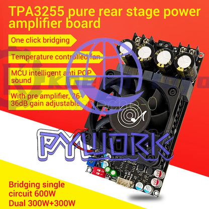 TPA3255 Digital Rear Stage Amplifier Board Stereo 300W*2 / Bridging Mono 600W