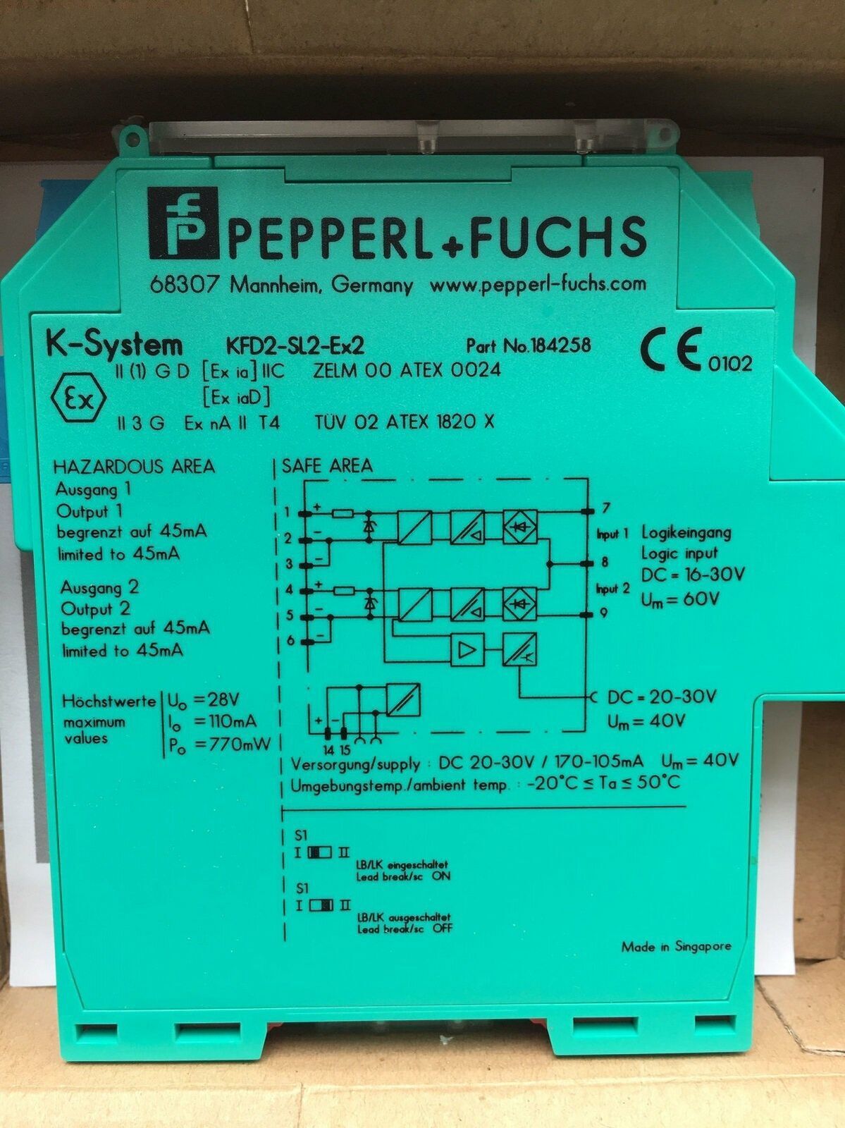 FOR Pepperl+Fuchs KFD2-SL2-Ex2 Safety Barrier - PEPPERL+FUCHS