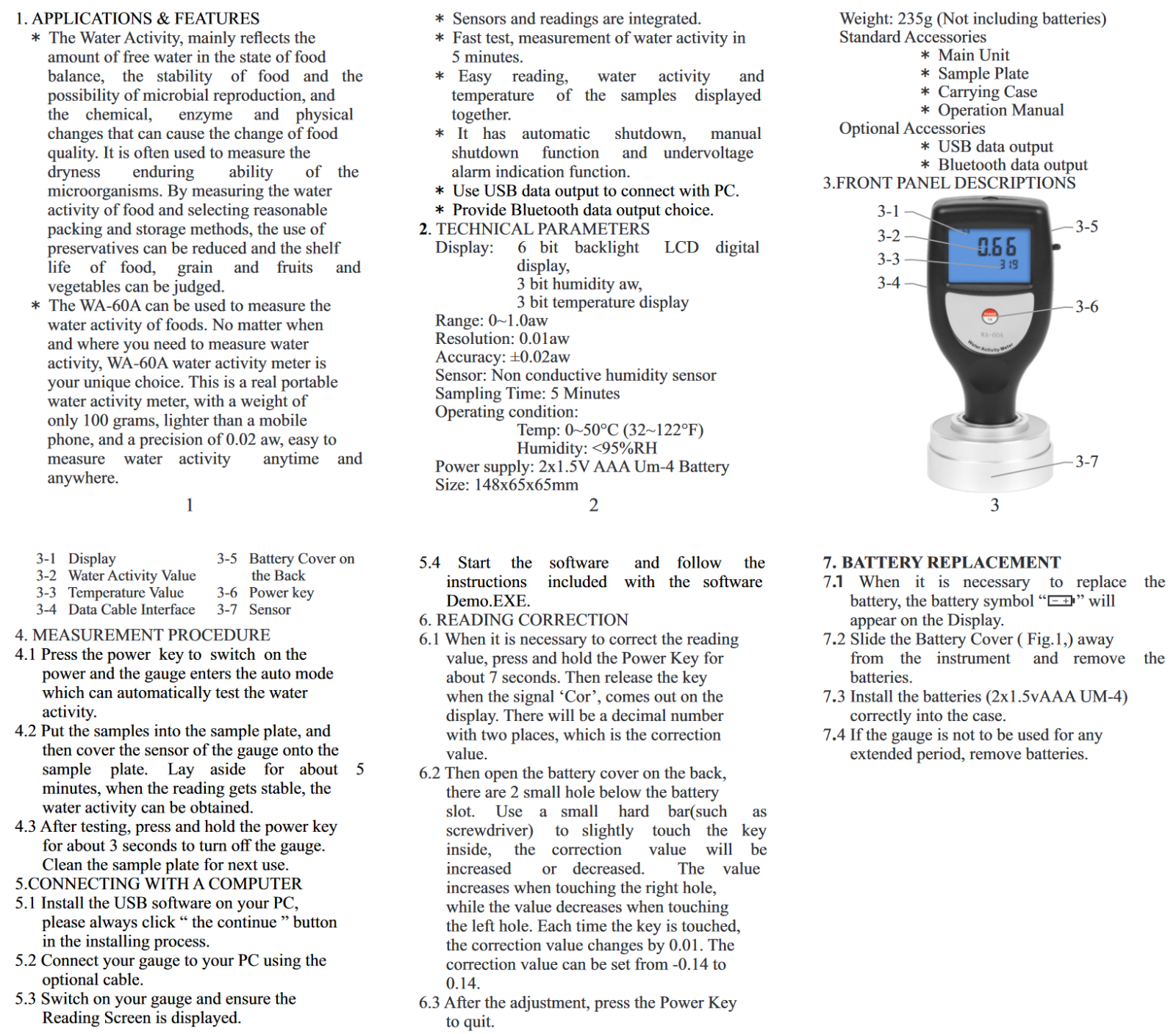 Digital Water Activity Meter WA-60A Smart Food Water Activity Tester Gauge - KOEED