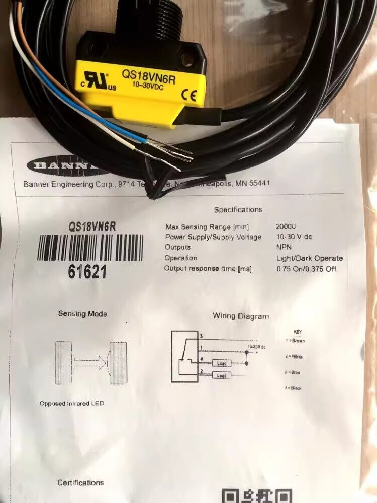 new 1pcs BANNER Sensor Photoelectric Switch QS186E+QS18VN6R (NPN injectivity) - BANNER