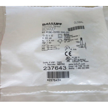 ONE BALLUFF BES M12ME-PSC40B-S04G-003 Proximity Switch - BALLUFF
