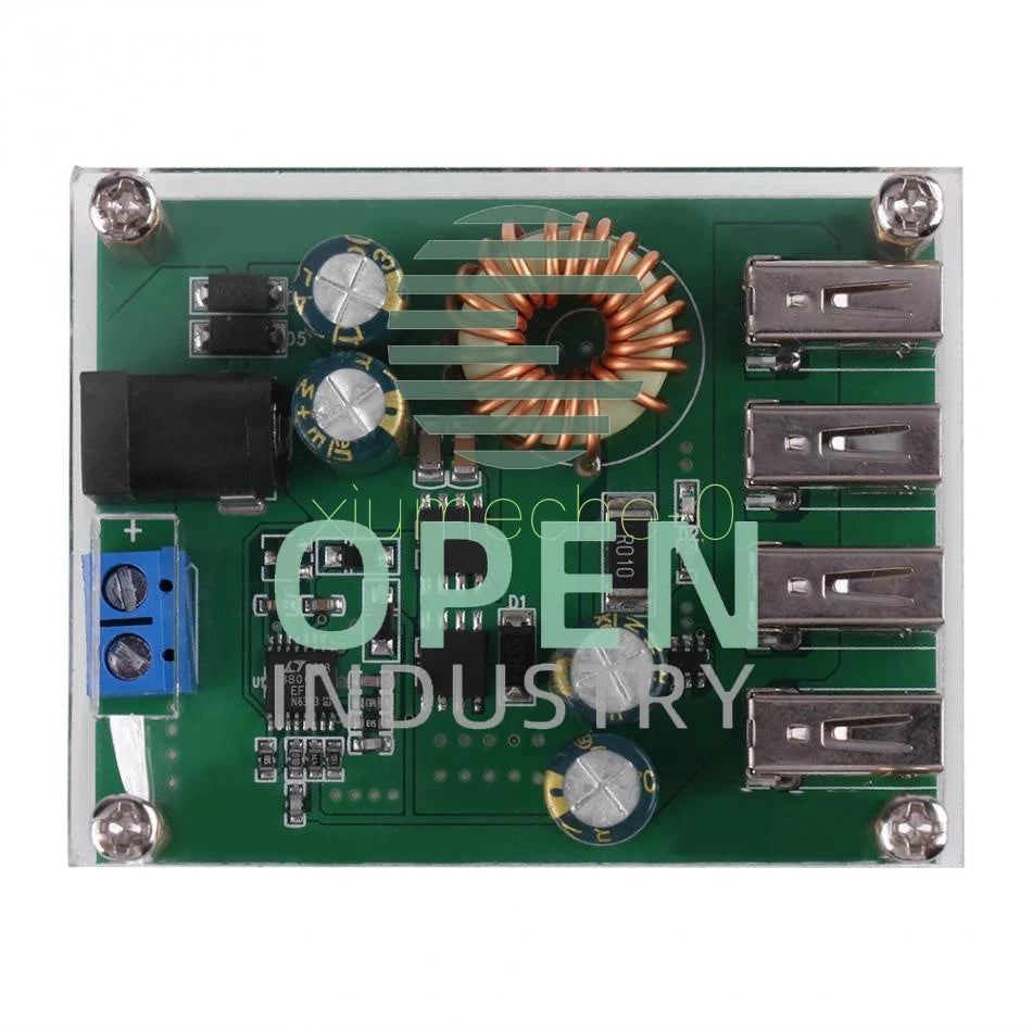 DC-DC 7V-60V to 5V 5A 4 USB Output Buck Converter Step down Power Supply +Case M