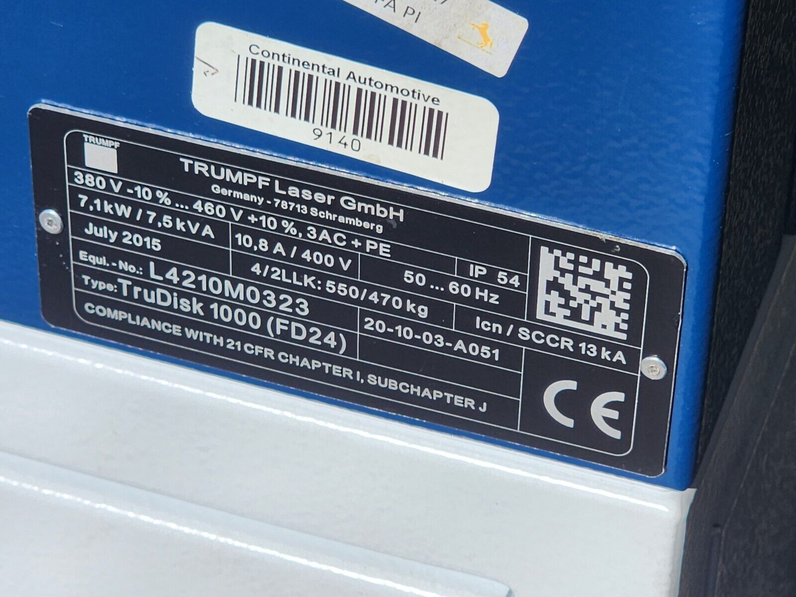 used Trumpf TruDisk 1000 (FD24) Solid-State Laser (2015 Model Year) - TRUMPF