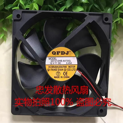 QFDJ QD1212HB-AA73GL 12025 DC12V 0.45A 12CM 2-Wire DC Fan