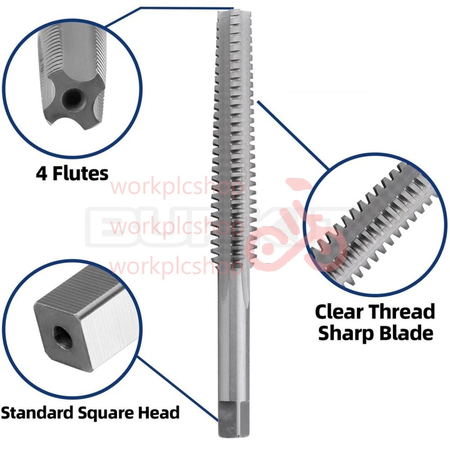 ACME 3/4"-8 Trapezoidal Tap Right Hand, HSS 3/4 x 8 Trapezoidal Thread Tap #US