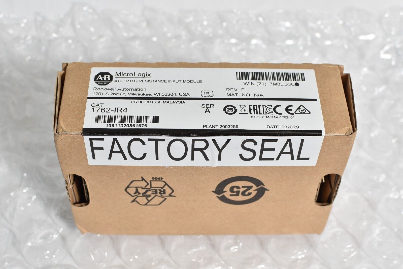 Allen-Bradley MicroLogix 4 Point Module 1762IR4 New Factory Sealed - ALLEN-BRADLEY