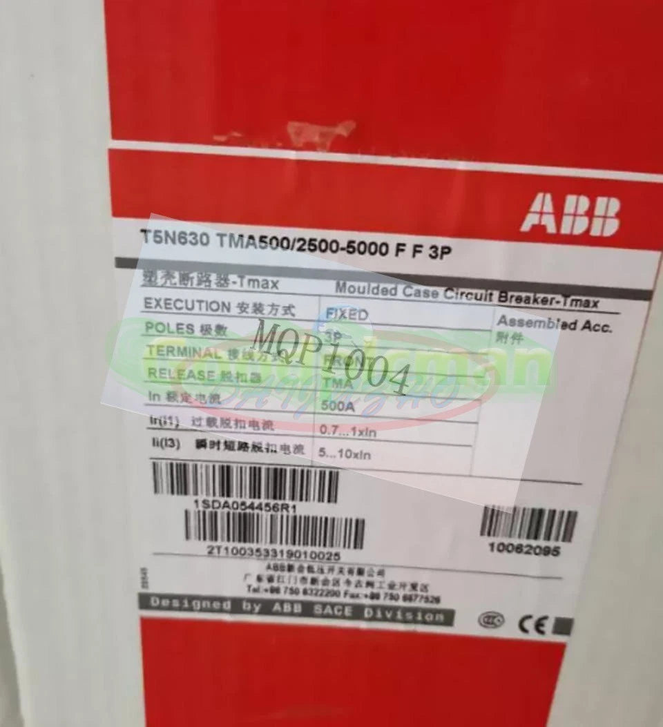 ONE ABB CIRCUIT BREAKER T5N630 TMA500/2500-5000 FF 3P 1SDA054456R1