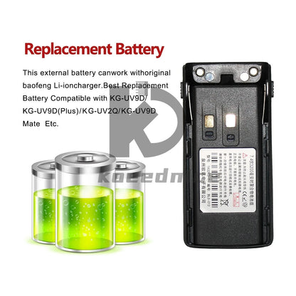 High Capacity Battery 2200mAh for KG-UV9D UV2Q UV9DMate HAM Radio USB C Port