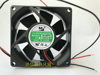 new 1pcs M YM1208PTB1 DC12V 0.51A 8025 double ball high air volume 8CM fan