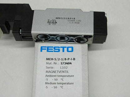 FESTO MEH-5/2-1/8-P-I-B 173404 Air Solenoid Valve - FESTO