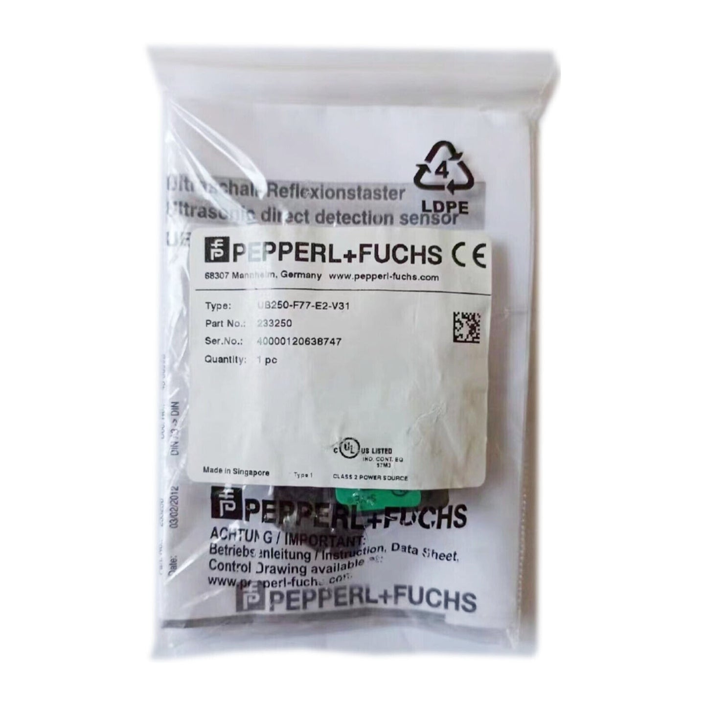 Pepperl-Fuchs UB250-F77-E2-V31 - PEPPERL-FUCHS