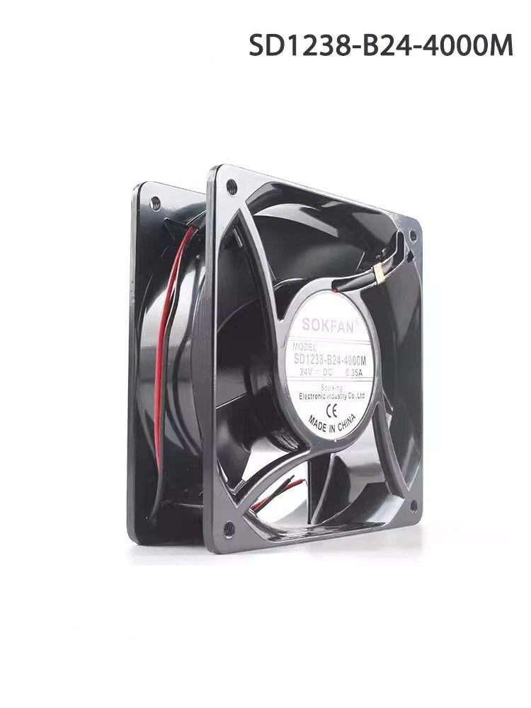 SOKFAN SD1238-B24-4000M DC24V 0.35A 120*120*38MM 2-Wire Axial Cooling Fan