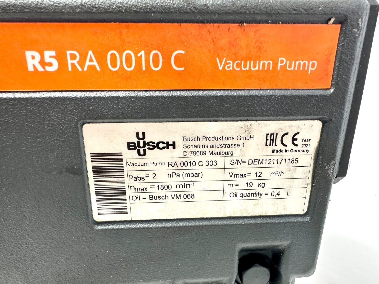 used Busch RA 0010 C 303 Pump R5 RA 0010 C