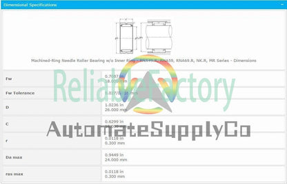 NTN NK 18/16R Needle Roller Bearing 18x26x16mm #