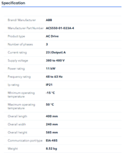 ABB Inverter Model: ACS550-01-023A-4 - ABB