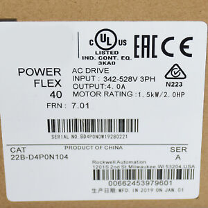 Allen-Bradley PowerFlex 40 AC Drive 22B-D4PON104 - ALLEN-BRADLEY