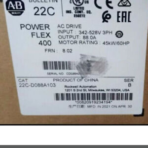 Allen-Bradley PowerFlex 400 AC Drive 45 kW 60 HP 22C-D088A103 - ALLEN-BRADLEY
