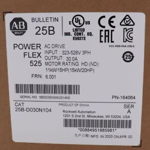 Allen-Bradley New Factory Sealed 25B-D030N104 PowerFlex 525 15kW (20Hp) AC Drive - ALLEN-BRADLEY