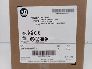 PowerFlex 4M 1.5kW 2HP AC Drive Ship 22F-D4P2N103 50Hz 3.3kW input 1.5kW output - NEW FACTORY SEALED AB