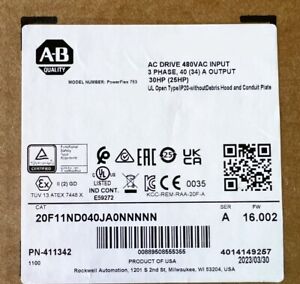 Allen Bradley 20F11ND040JA0NNNNN PowerFlex753 AC Drive, New, Factory Sealed - ALLEN BRADLEY