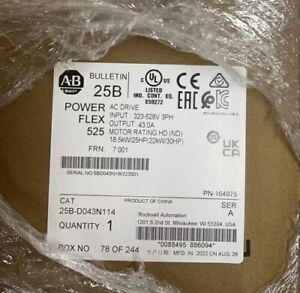 New Allen-Bradley 25B-D043N114 PowerFlex 525 AC Drive 30HP/22KW 323-528VAC 30HP industrial motor drive for heavy-duty applications - ALLEN-BRADLEY