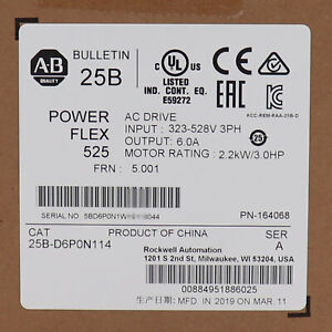 ABB AB 25B-D6P0N114 Powerflex 525 PLC AC Drive 2.2kW 3HP 480V AC - ABB
